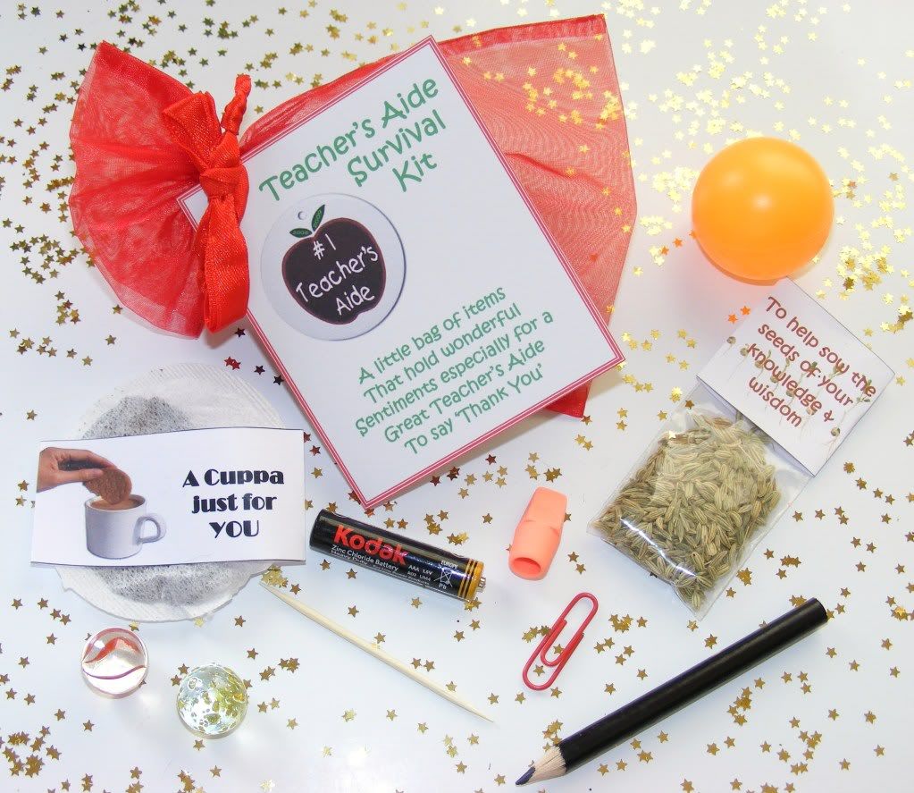 personalised teachers aide survival kit gift card